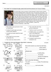 English Worksheet: Test-Must/Mustn�t + school trip