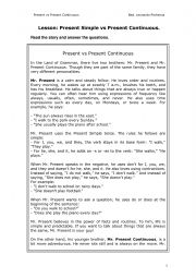 English Worksheet: Present Simple Vs Present Continuous