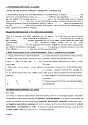English Worksheet: Mid term 1 Test   9th form 