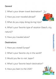 English Worksheet: Let�s talk about Travel and Tourism