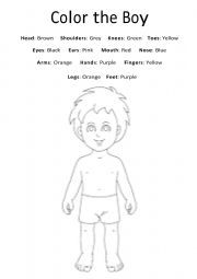 English Worksheet: Color The Boy