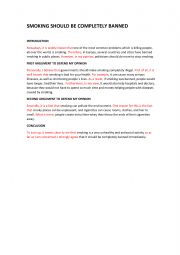English Worksheet: Opinion Essay Framework