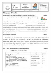 English Worksheet: mid term 1 test 7 th form