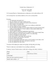 English Worksheet: ULS Number Sense Lesson Plan
