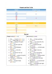 English Worksheet: Present and Past To Be