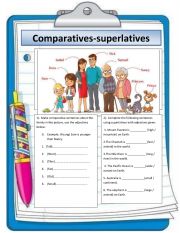English Worksheet: superlatives and comparatives