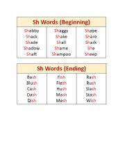 English Worksheet: sh words