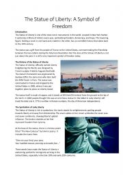 English Worksheet: The Statue of Liberty