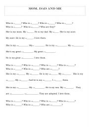 English Worksheet: Song Completition - Family