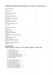 English Worksheet: Agreement and disagreement / Question tags
