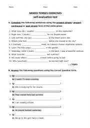 English Worksheet: Mixed tenses exercises