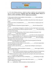 English Worksheet: Linkers . Multiculturalism - 11th