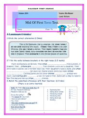 English Worksheet: mid term test
