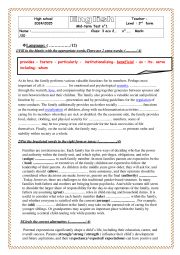English Worksheet: mid term test n1 3rd formers