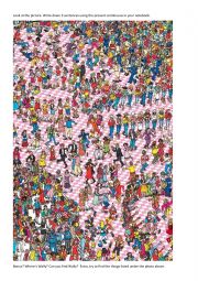 English Worksheet: Where�s Wally present continuous