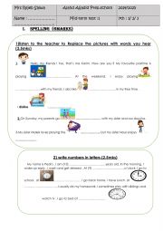 English Worksheet: mid term test 1