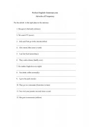 English Worksheet: adverbs of frecuency 