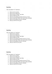 English Worksheet: Tell your partner ....  various tenses