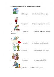 English Worksheet: MATCHING JOB