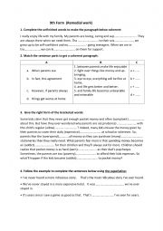 English Worksheet: 9th Form remedial work for mid-term test 1