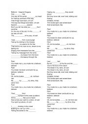 English Worksheet: Song Lesson Believer