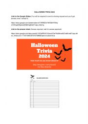 English Worksheet: halloween Trivia 2024