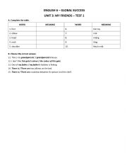 English Worksheet: Test for English 6 - Unit 3