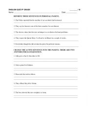 English Worksheet: ENGLISH QUIZ 9TH GRADE