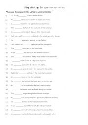 English Worksheet: A1- A2 Play, do or go for sporting activities