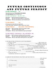 English Worksheet: Future continuous and future perfect