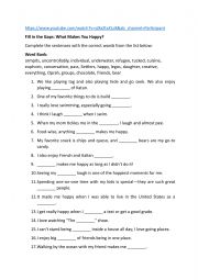 English Worksheet: What makes you happy