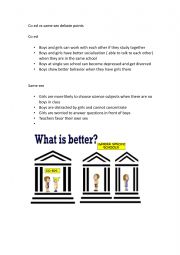 English Worksheet: Debate coed vs same sex schools