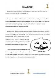 English Worksheet: Halloween - reading + additional exercises
