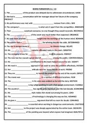 English Worksheet: C1 C2 word formation KEY included