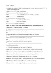English Worksheet: Modal verbs practice