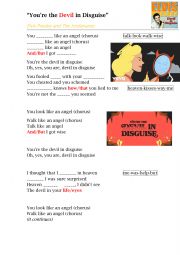 English Worksheet: DEVIL IN DISGUISE - Song