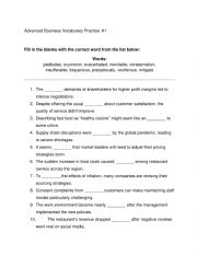English Worksheet: Advanced Business Vocabulary - Fill in the blank