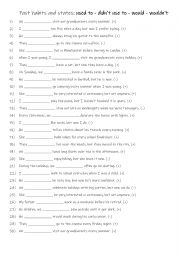 English Worksheet: B1-B2 Past habits and states -  used to - didnt use to - would - wouldnt practise