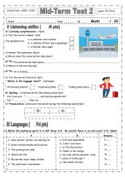 English Worksheet: mid-term test 2 