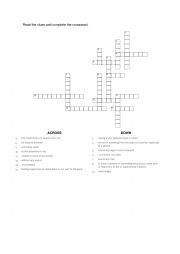 English Worksheet: CROSSWORD vocabulary Gold Exp A2+ unit 3 (nouns, strong adjectives)