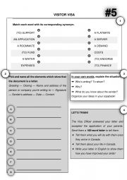 English Worksheet: Form of the letter - visitor VISA