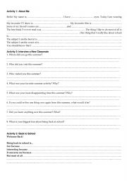 English Worksheet: Back to school