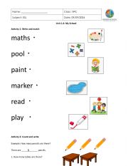 English Worksheet: School things
