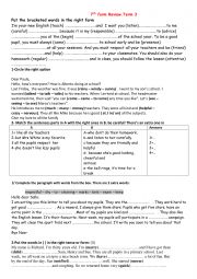 English Worksheet: review term 3 7th form