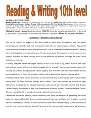 English Worksheet: Reading and writing test 10th grade
