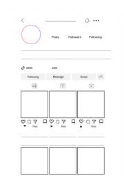 English Worksheet: Instagram all about me