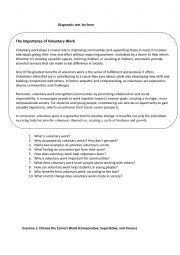 English Worksheet: diagnostic test 1st form