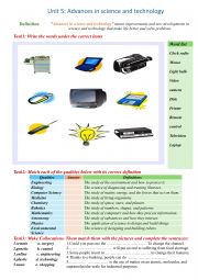 English Worksheet: introduction to unit 5 Advances In science and Technology