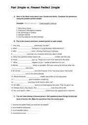 English Worksheet: Past Simple vs Present Perfect Simple