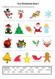 English Worksheet: christmas vocabulary + wordsearch